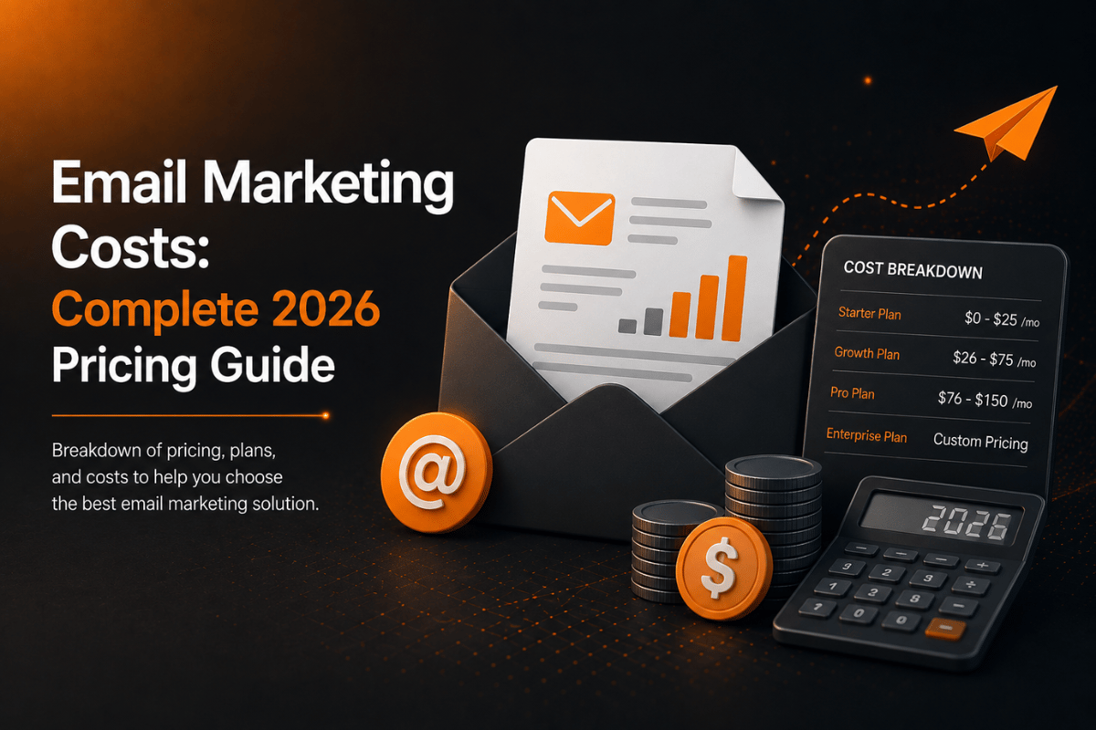 Email Marketing Cost 2026 pricing guide showing software, agency, and campaign expenses